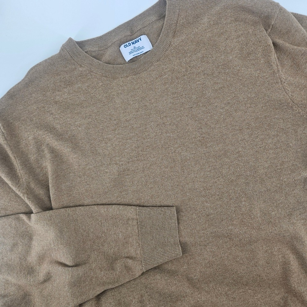 Old Navy Mens XL Sweater Cotton Blend Brown Crewneck Classic Preppy Minimalist